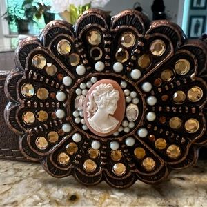 Vintage Genuine Leather Belt, Elite Accessories, Made in USA, Unique Buckle